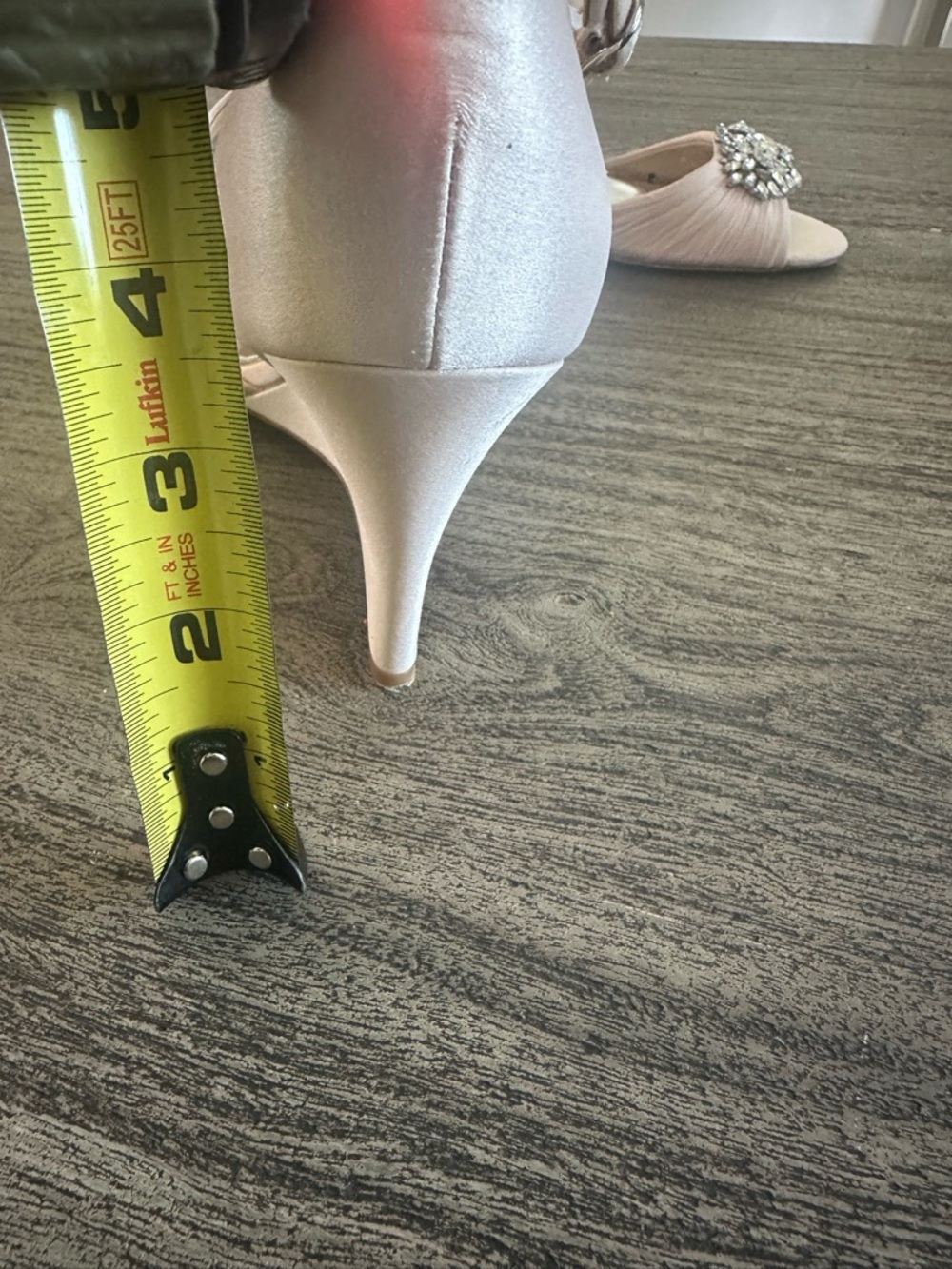 Badgley Mischka Rose Gold Satin Wedge Sandal with Crystal Accent - Picture 8 of 11